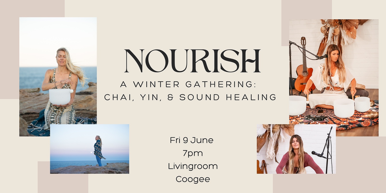 Banner image for Nourish: A Cosy Chai, Yin, & Sound Healing Evening