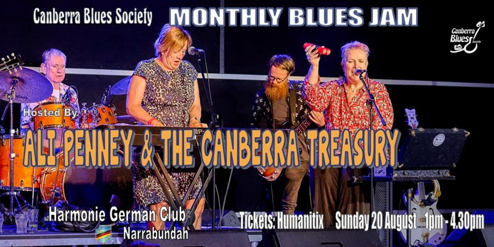 Banner image for CBS August Blues Jam hosted by Ali Penney & The Canberra Treasury