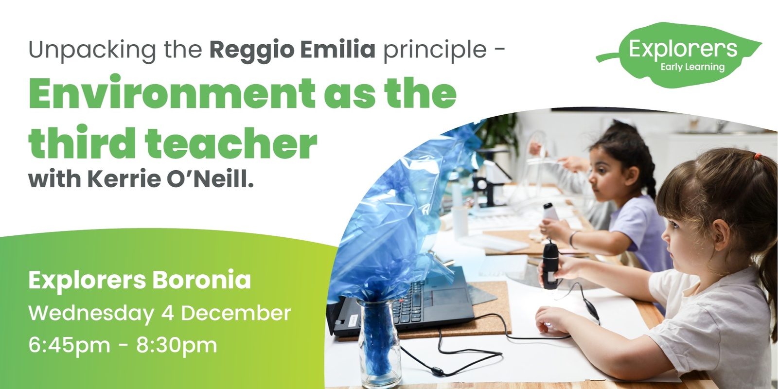 Banner image for Unpacking the Reggio Emilia principle - Environment as the third teacher (Free event) - Boronia