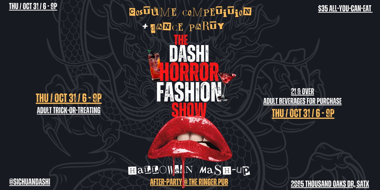 Banner image for 2nd Annual DASHI HORROR FASHION SHOW - A Costume Competition + Monster Mash