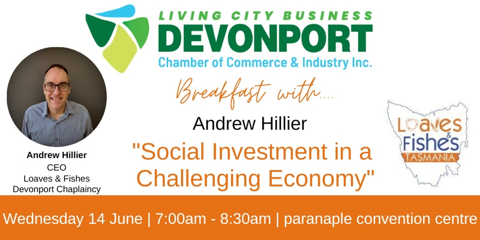 Banner image for ðŸ’¥ Business Breakfast | Speaker - Andrew Hillier - Loaves & Fishes