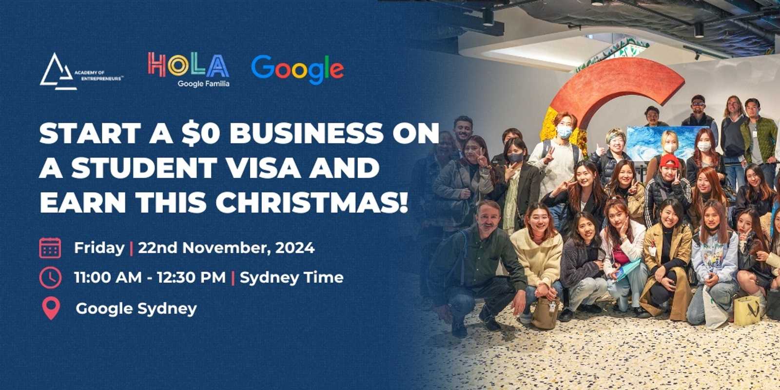 Banner image for CANCELLED DUE TO TRAIN STRIKE Start a $0 Business on a Student Visa and Earn This Christmas!