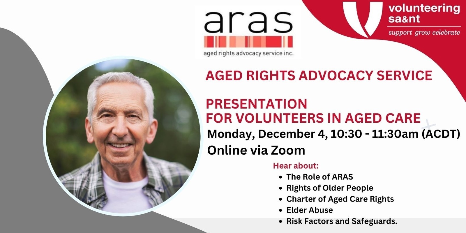 Banner image for Aged Rights Advocacy Service Presentation for Volunteers in Aged Care