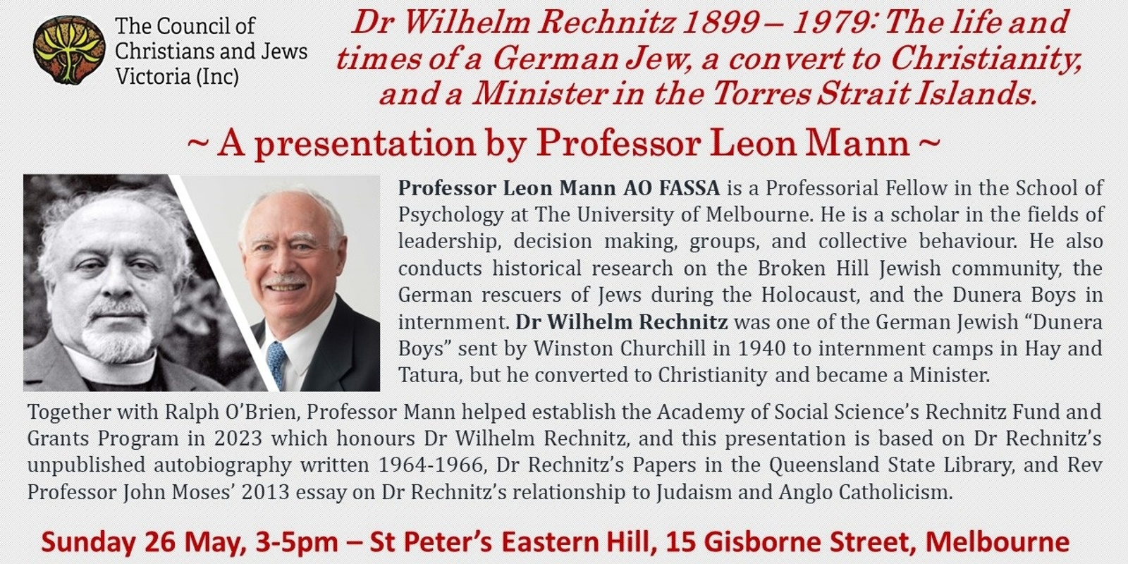 Banner image for Dr Wilhelm Rechnitz - A presentation by Professor Leon Mann