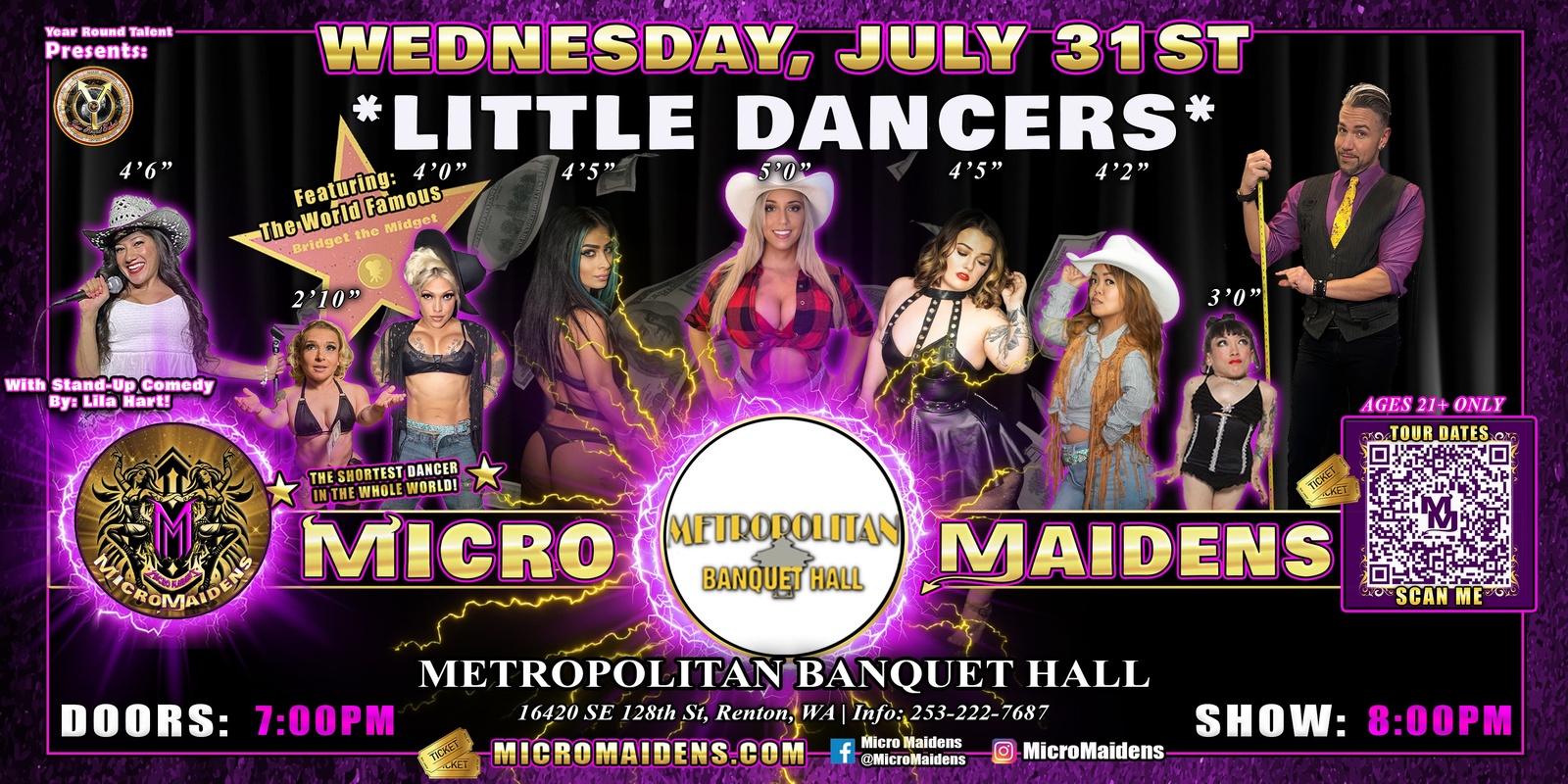 Banner image for Renton, WA - Micro Maidens: The Show "Must Be This Tall to Ride!" @ Metropolitan Banquet Hall!