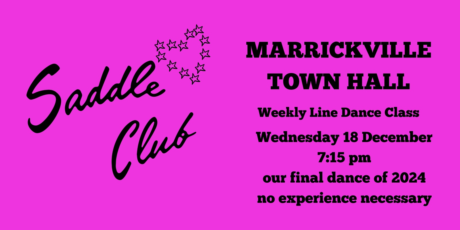 Banner image for Saddle Club - Wednesday 18 December - Weekly Line Dance Class 