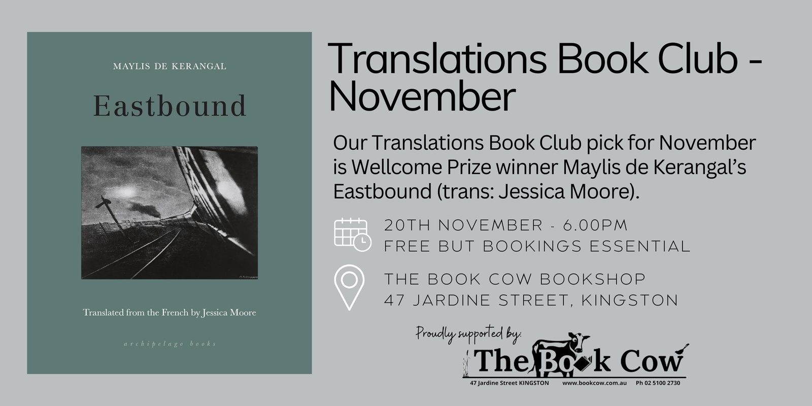 Banner image for November Translations Book Club - Eastbound by Maylis De Kerangal