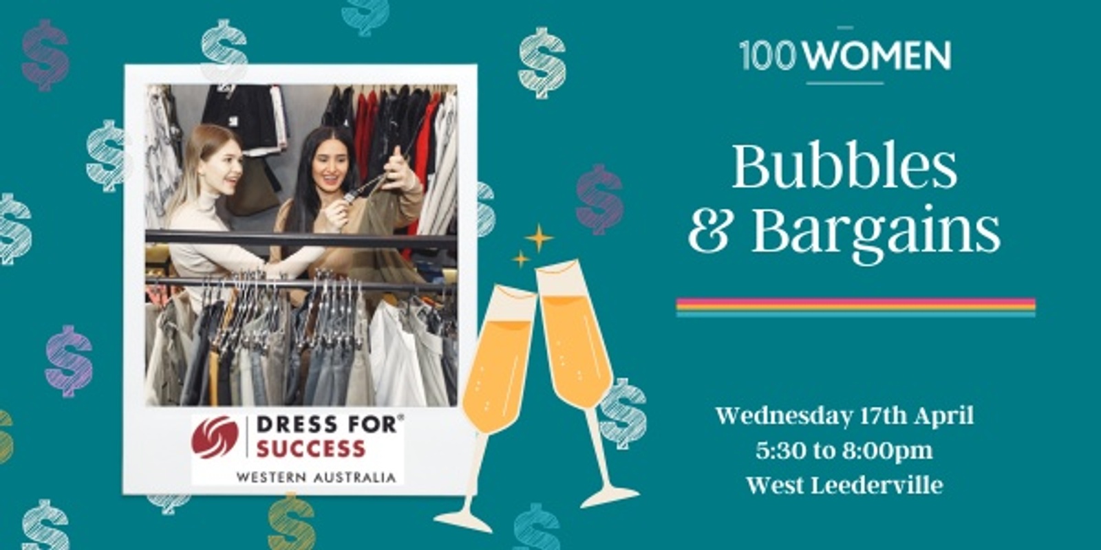 Banner image for 100 Women - Bubbles & Bargains with Dress For Success Western Australia