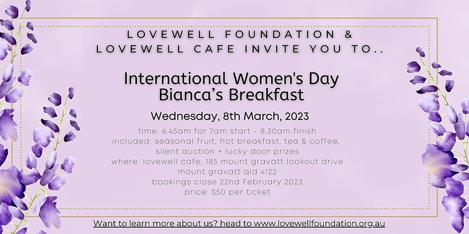 Banner image for International Women's Day - Bianca's Breakfast at Lovewell Café 