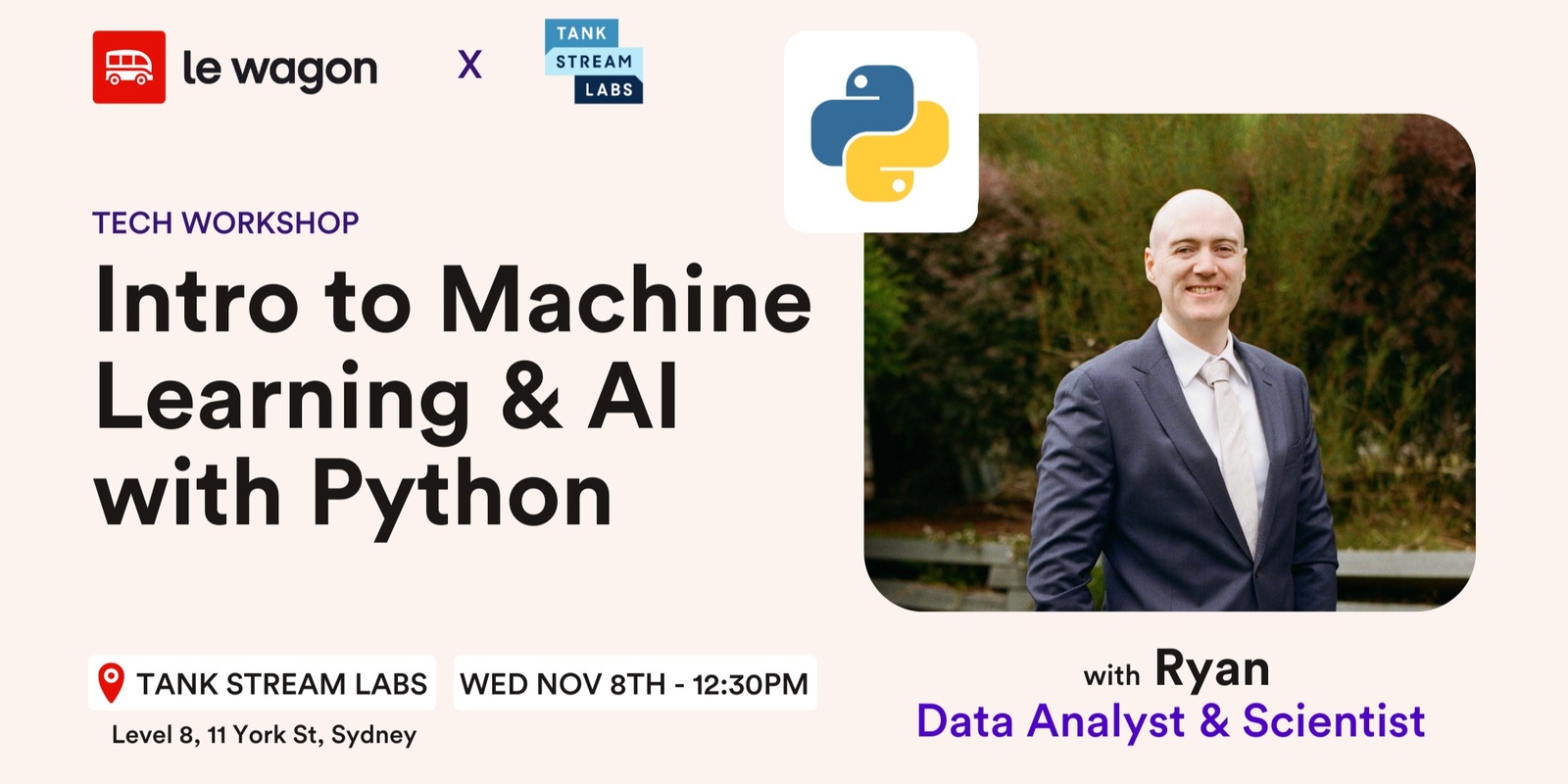 Banner image for Intro to Machine Learning & AI with Python