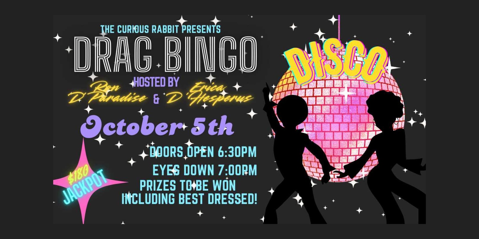 Banner image for Drag Bingo Disco with Erica D'Hesperus and Ron D Paradise