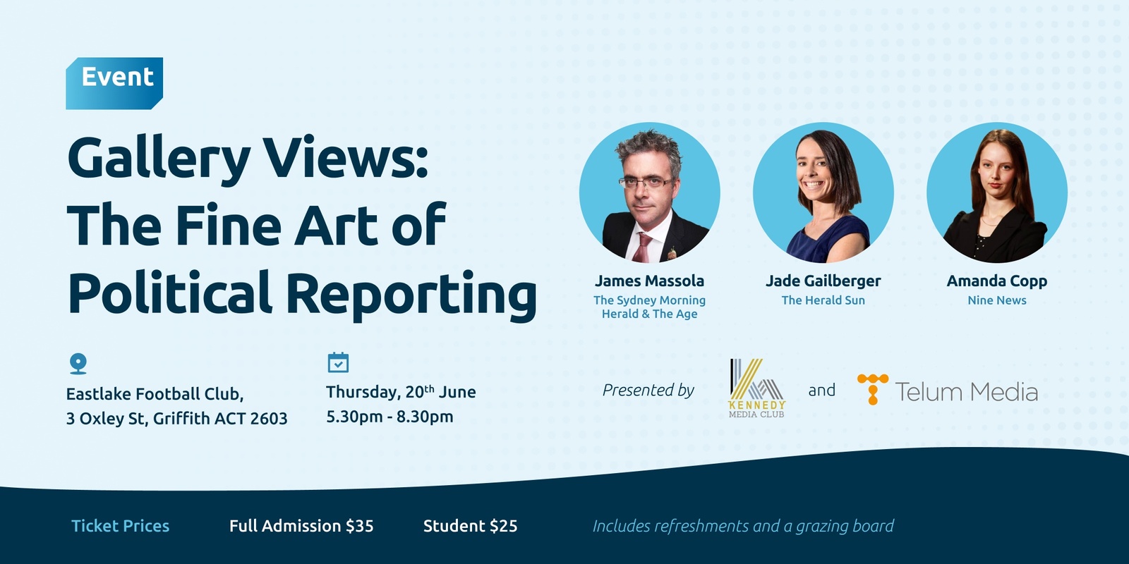 Banner image for Kennedy Media Club and Telum Media Present: Gallery Views: The Fine Art of Political Reporting