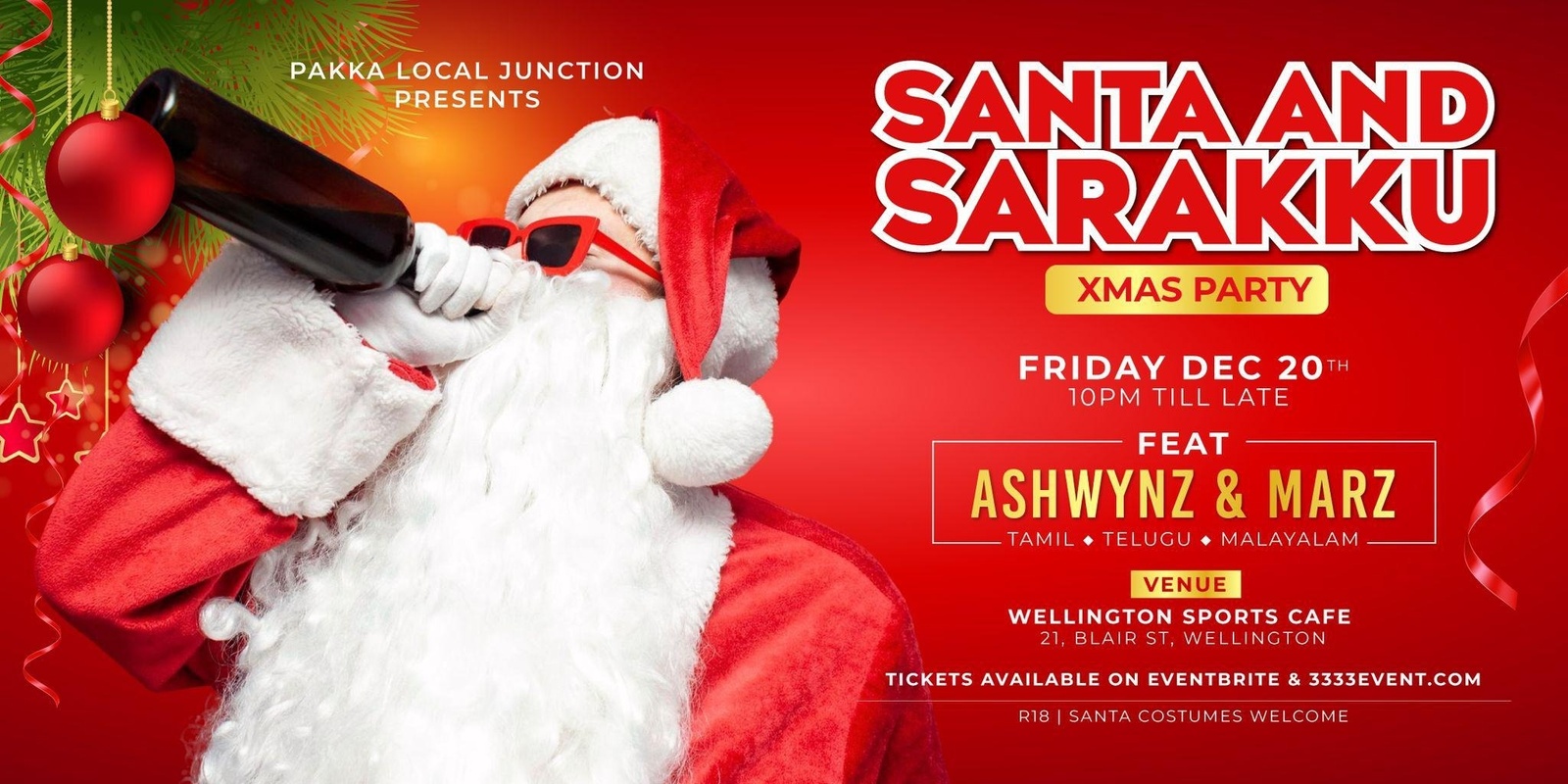 Banner image for SANTA AND SARAKKU XMAS PARTY - SOUTH INDIAN PARTY