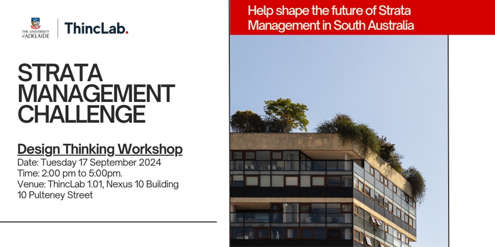 Banner image for Strata Management Challenge: Design Thinking Workshop |Tues 17 September 2024