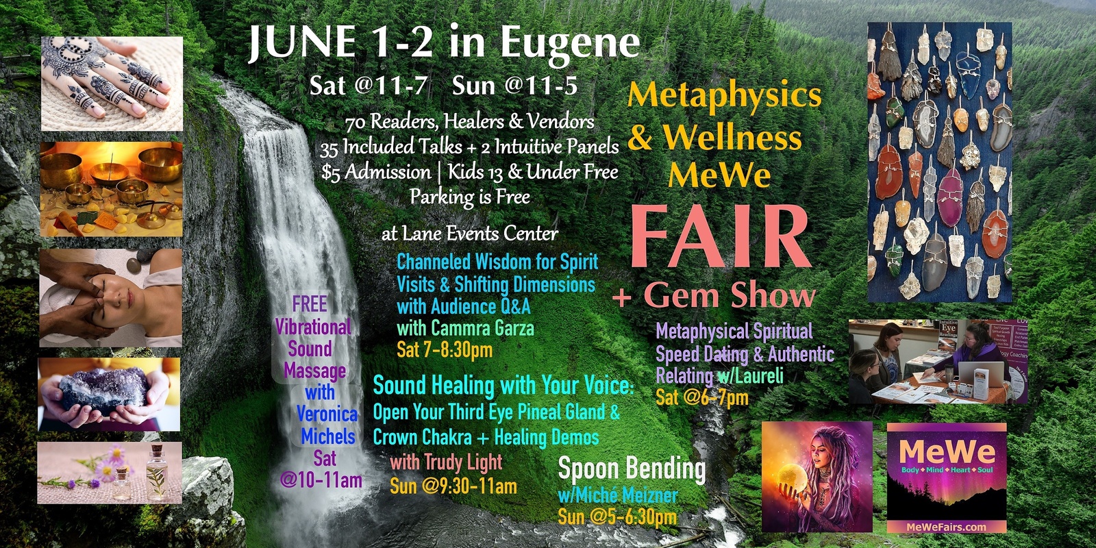 Banner image for Metaphysics & Wellness MeWe Fair + Gem Show in Eugene on June 1-2
