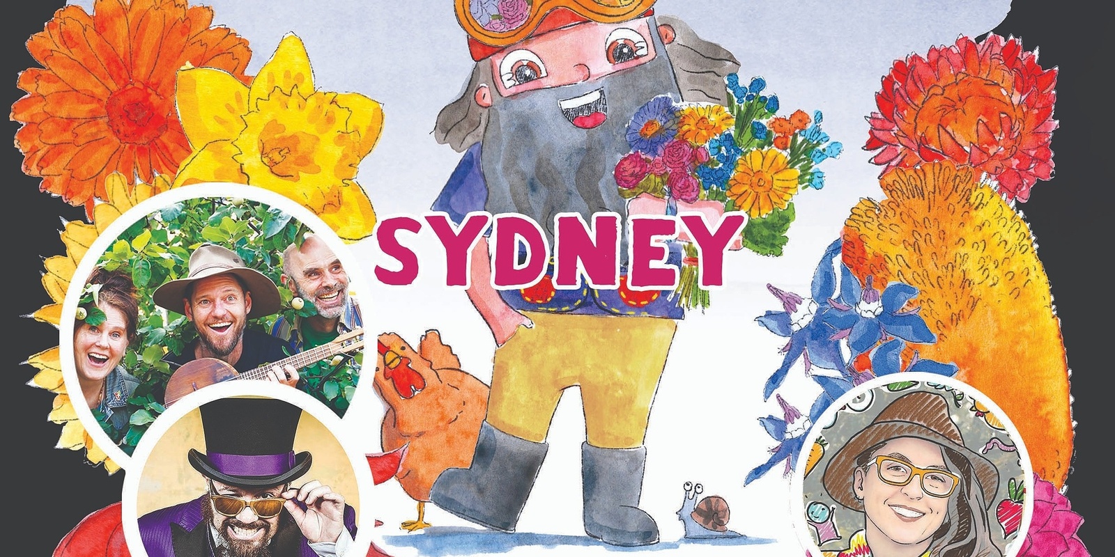 Banner image for 'Costa's Garden: Flowers' Sydney Book Launch with Costa the Garden Gnome, Brenna Quinlan, Formidable Vegetable & Secret Agent 23 Skidoo