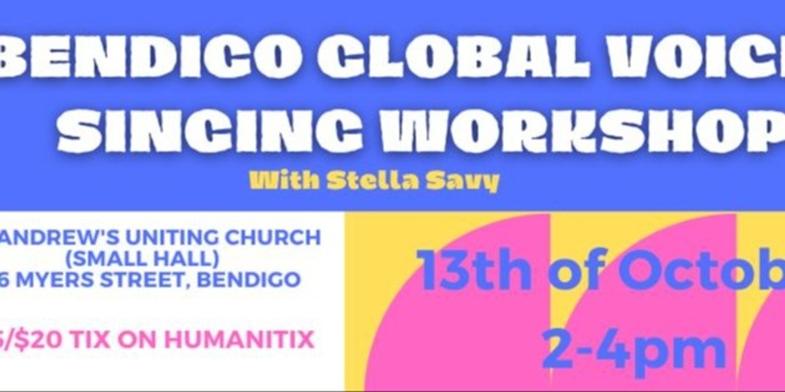 Banner image for 13th October Bendigo Global Voices Singing Workshop 