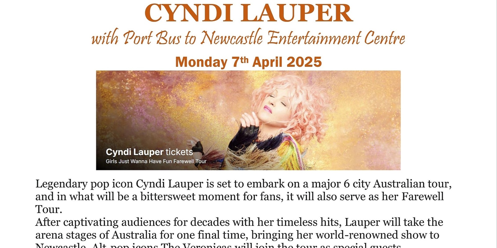 Banner image for Cyndi Lauper | Girls Just Wanna Have Fun Farewell Tour