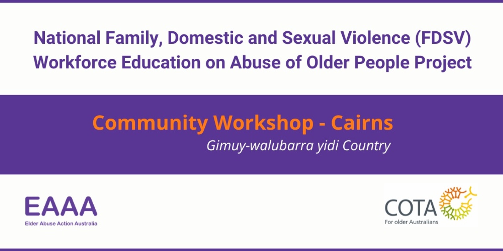 Banner image for Community consultation workshop - Cairns QLD