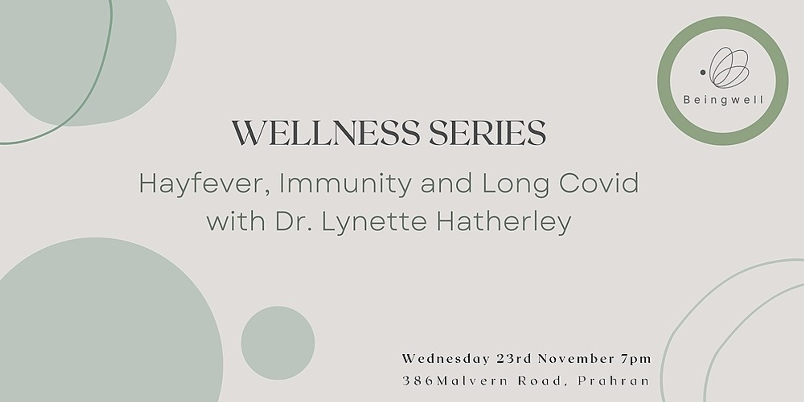 Banner image for WELLNESS SERIES: Hayfever, Immunity & Long Covid with Dr. Lynette Hatherley