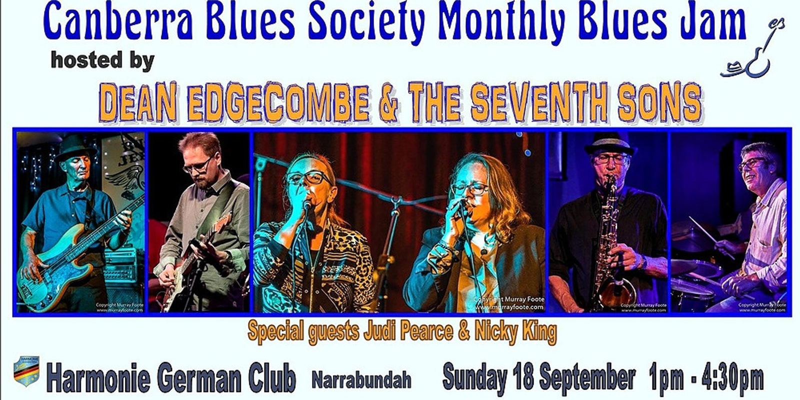 Banner image for CBS September Blues Jam hosted by Dean Edgecombe & The Seventh Sons