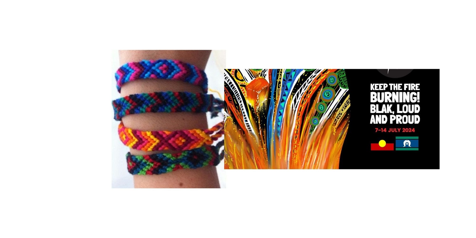 Banner image for Friendship bracelet making and pancakes NAIDOC Week and School Holiday Activity  
