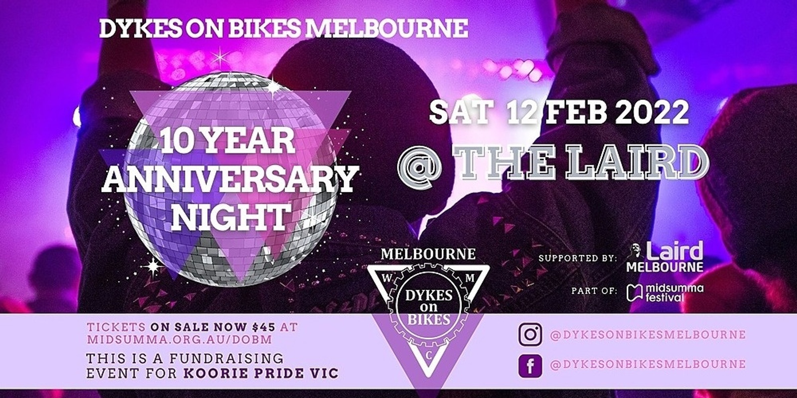 Banner image for Dykes on Bikes Melbourne 10th Anniversary Night