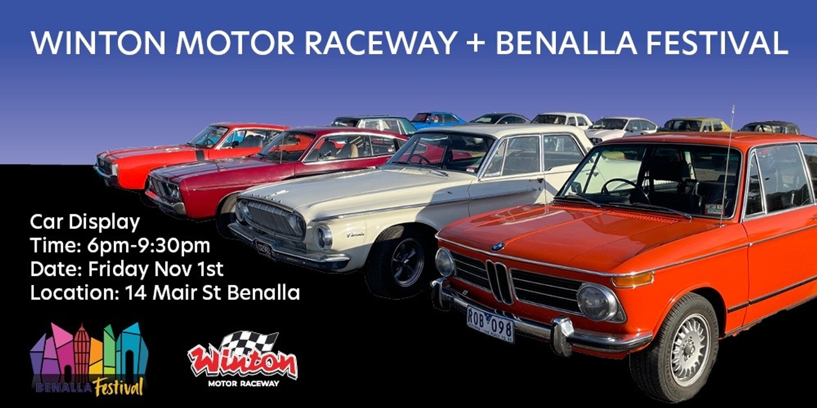 Banner image for Benalla Festival Car Display, Friday 1st November 6pm - 9:30pm