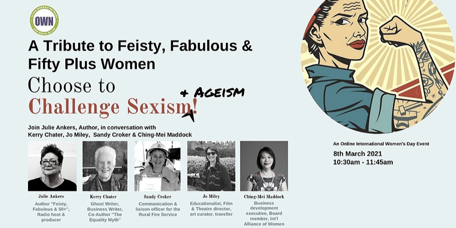 Banner image for Choose to Challenge Sexism & Ageism: A tribute to Feisty, Fabulous & Fifty Plus Women
