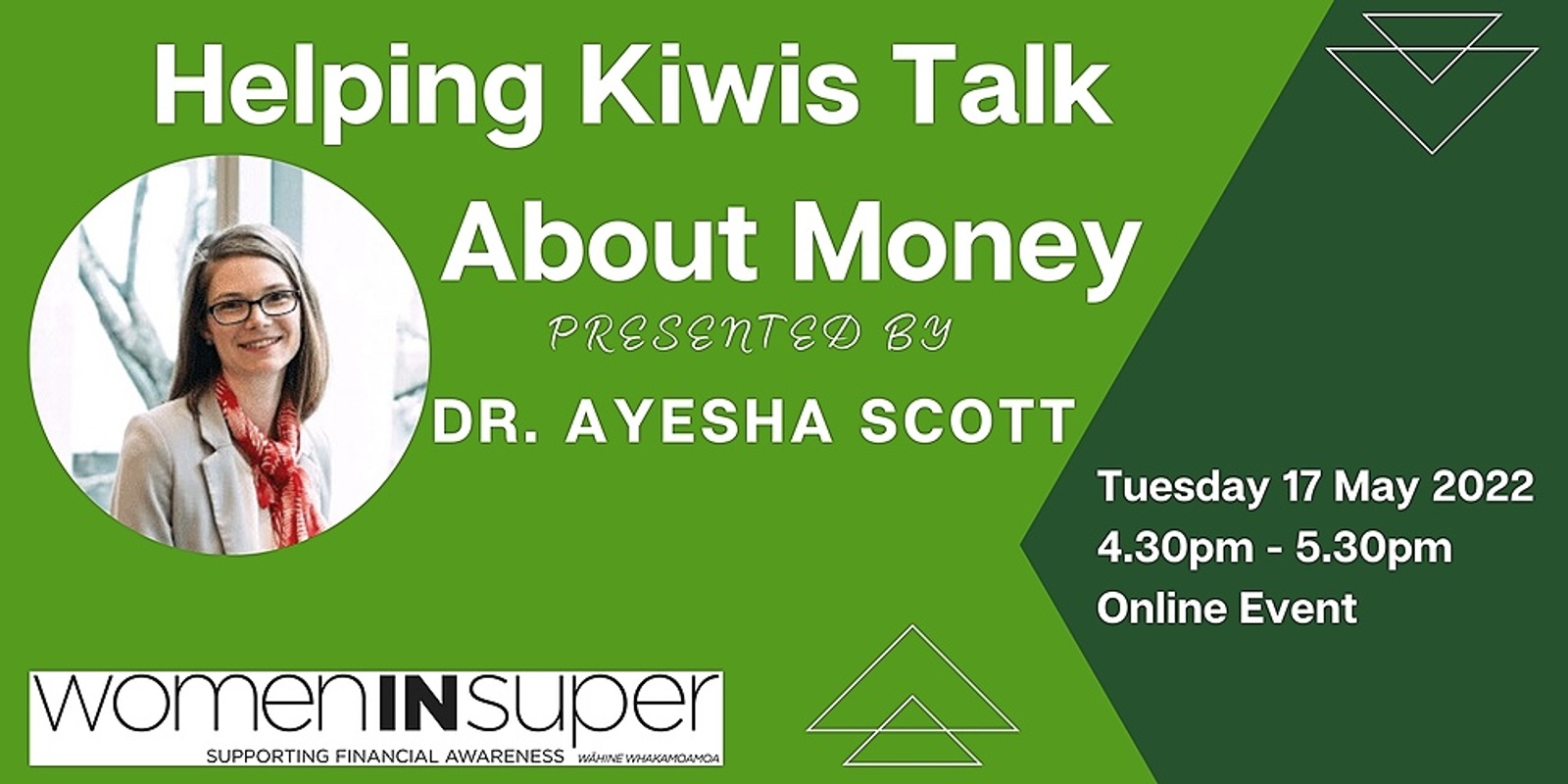 Banner image for Helping Kiwis Talk About Money Presented by Dr. Ayesha Scott