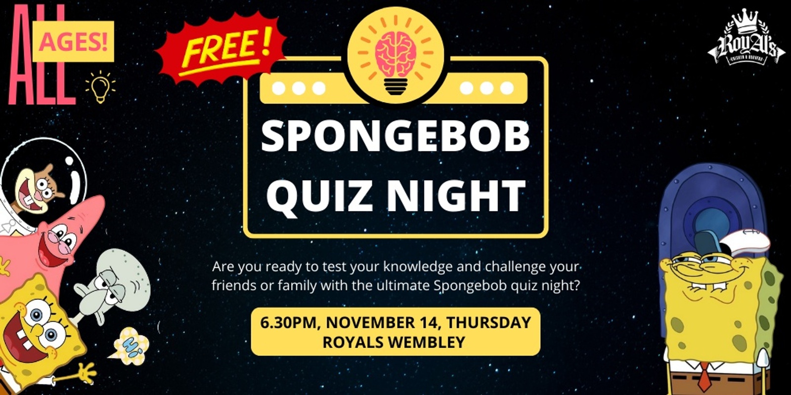 Banner image for Spongebob Wembley Quiz Night