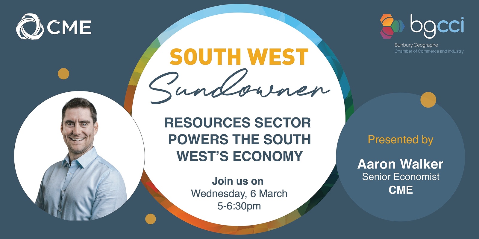 Banner image for CME & BGCCI Southwest Sundowner: Resources Sector Powers the South West's Economy