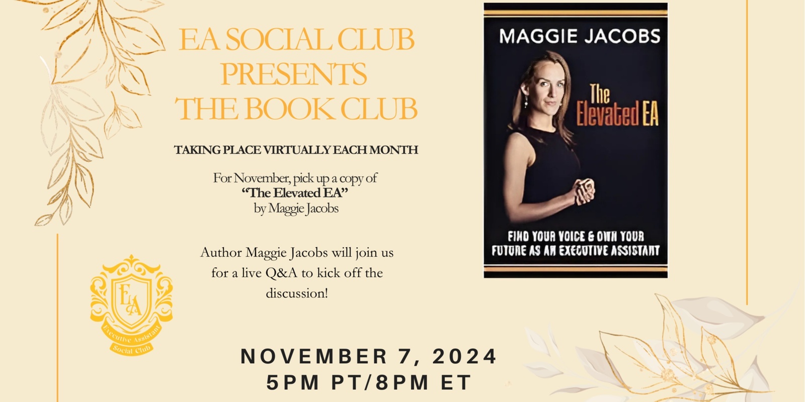 Banner image for EA Social Club - November Virtual Book Club