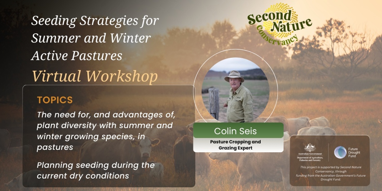 Banner image for Seeding Strategies for Summer and Winter Active Pastures with Colin Seis - Virtual Workshop - FREE