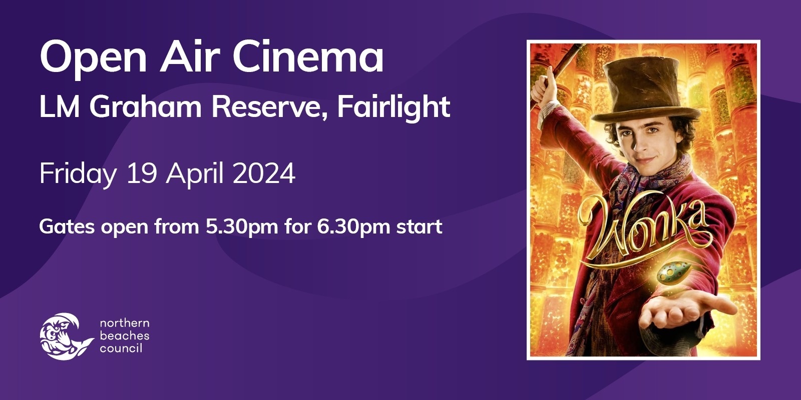 Banner image for Open Air Cinema, Fairlight - Friday 19 April 2024 - Wonka
