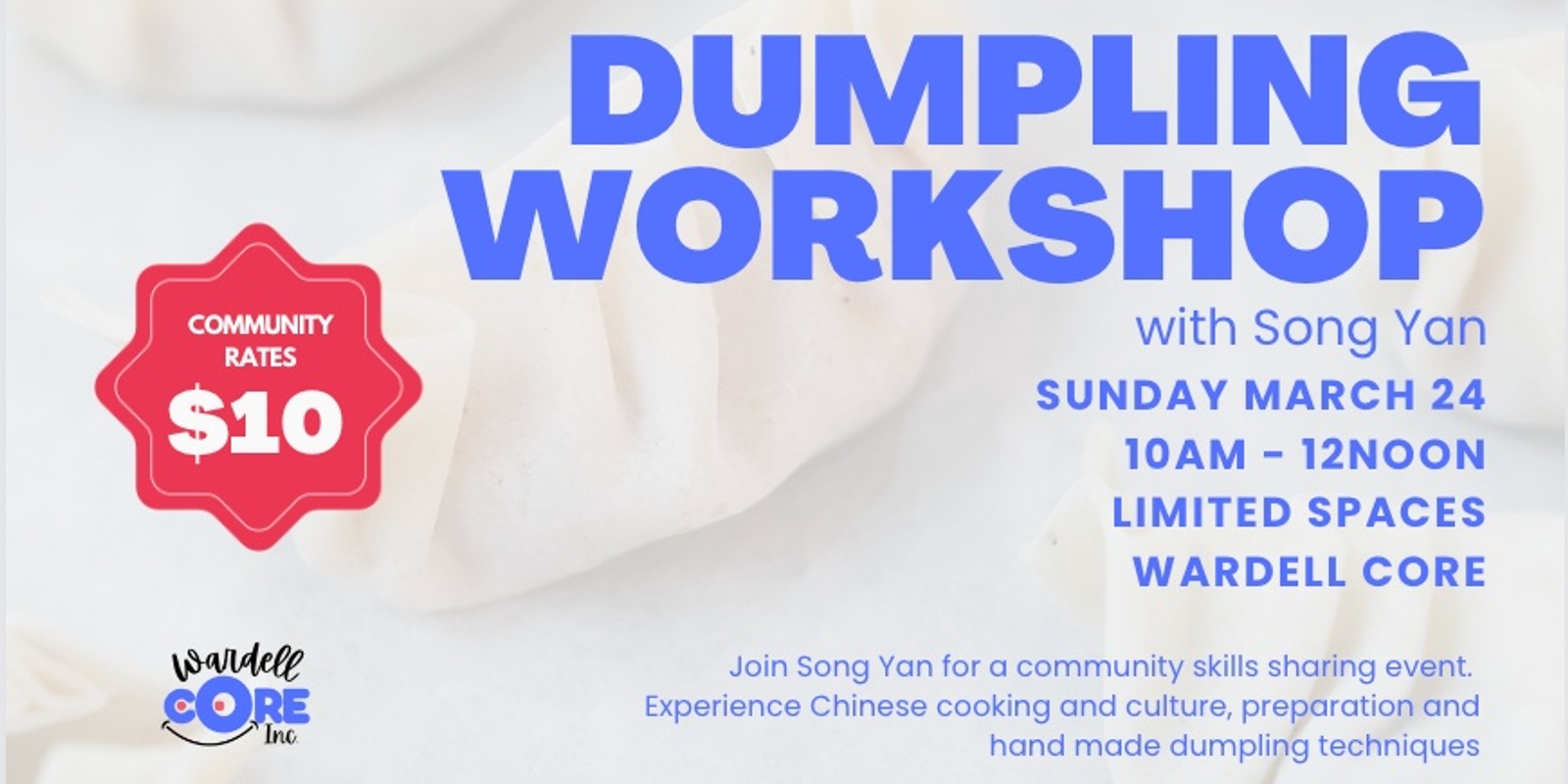 Banner image for Dumplings Workshop - community skills sharing