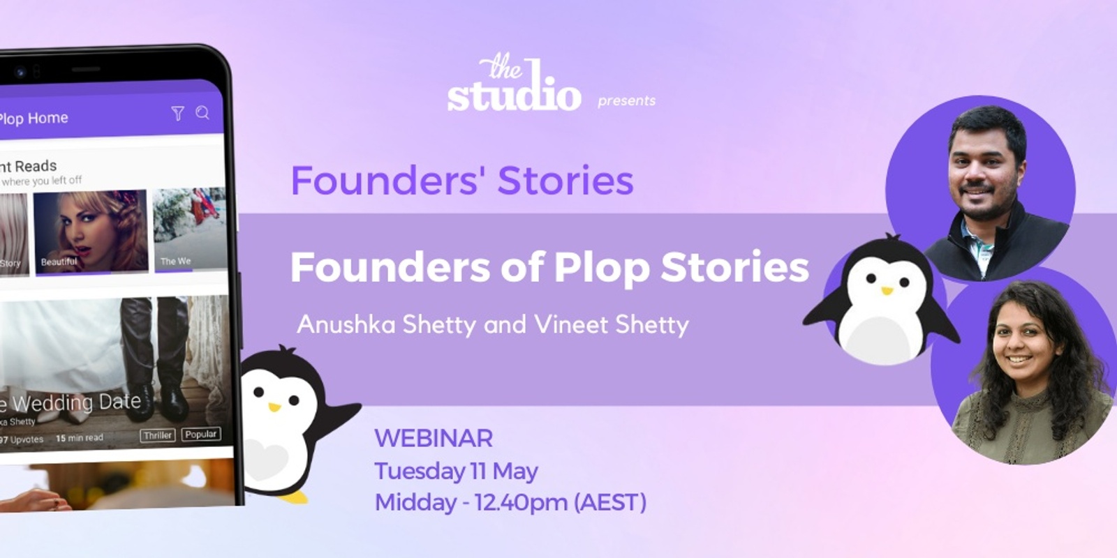 Banner image for Founders' Stories: Anushka Shetty and Vineet Shetty, Founders of Plop Stories