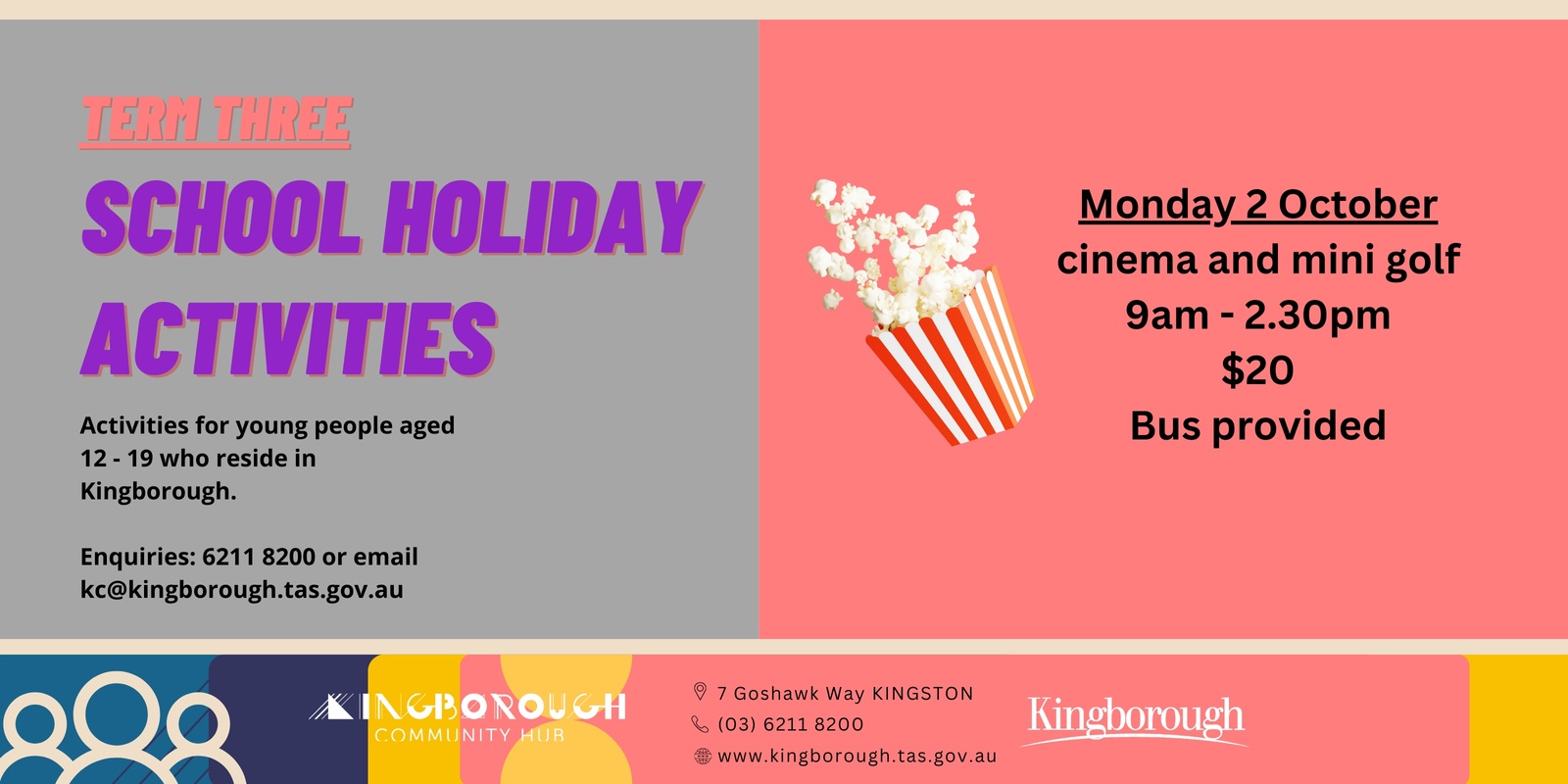 Banner image for Term 3 school holidays - cinema and mini golf