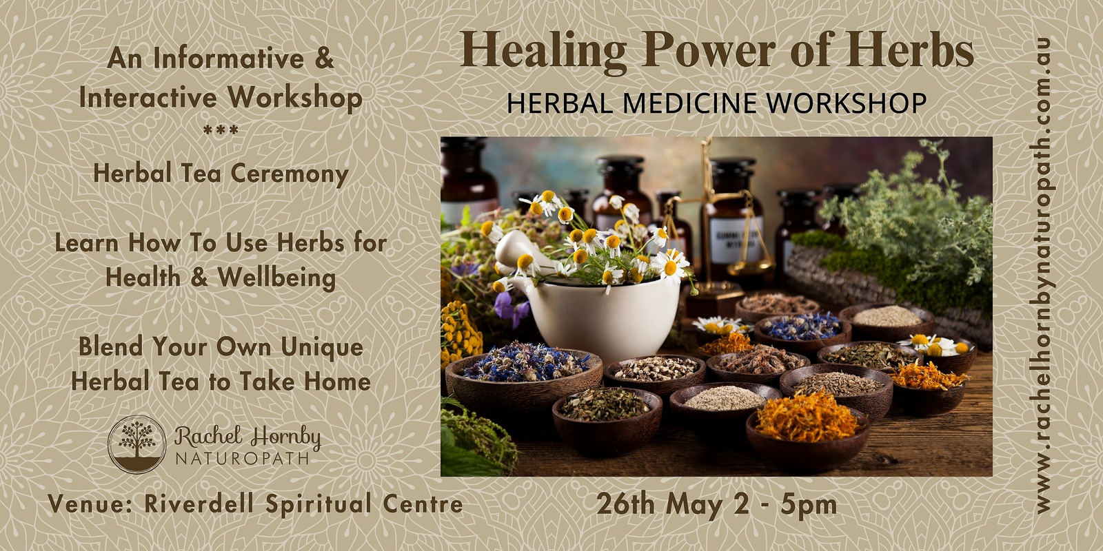 Banner image for The Healing Power of Herbs - A Herbal Tea Workshop 26th May 2pm-5pm