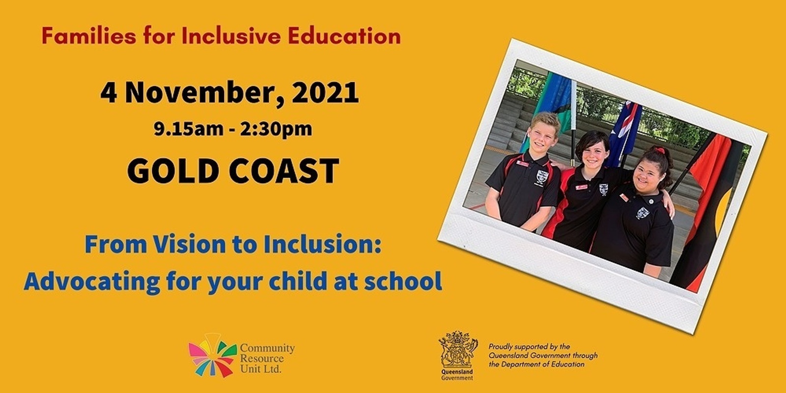 Banner image for GOLD COAST: From Vision to Inclusion: Advocating for your child at school