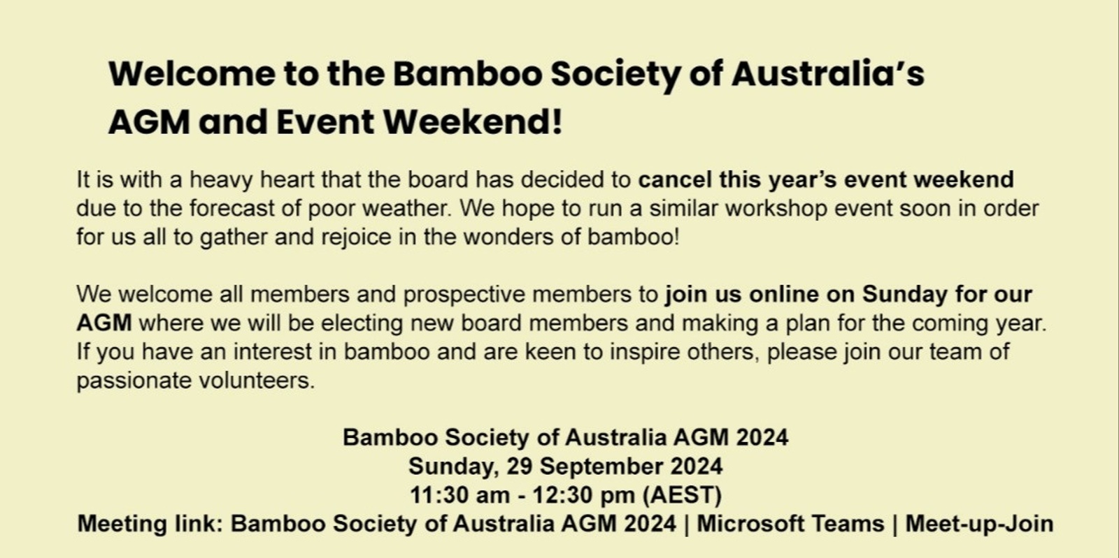 Banner image for Bamboo Society Australia’s AGM and Event Weekend