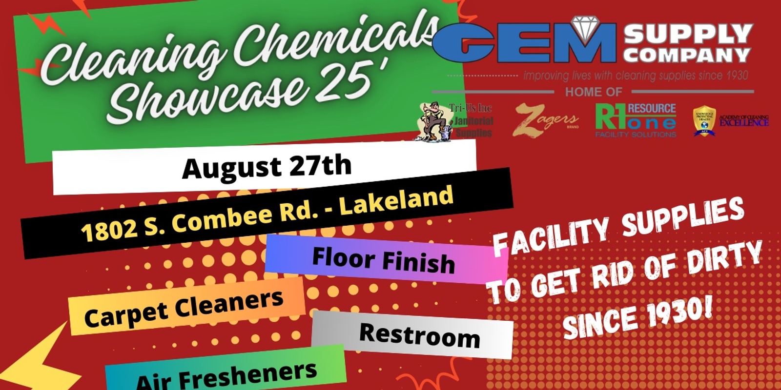 Banner image for GEM Supply Cleaning Chemicals Showcase * Lakeland *  8.27.25 