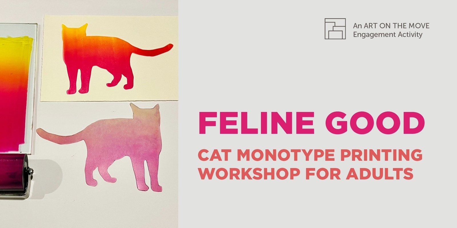 Banner image for FELINE GOOD Cat Monotype Printing Workshop for Adults