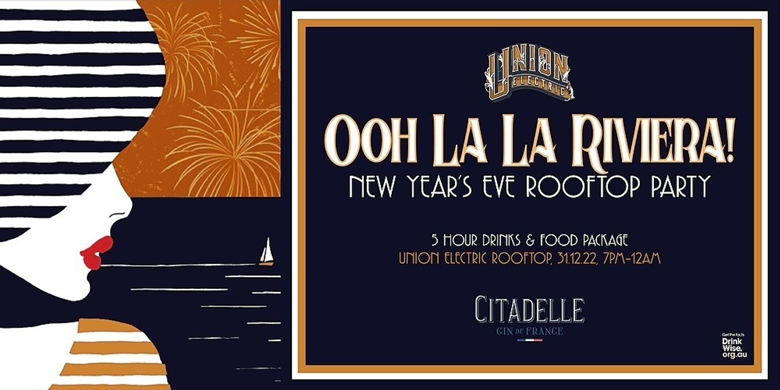 Banner image for Union Electric NYE Rooftop Party: Ooh La La Riviera!