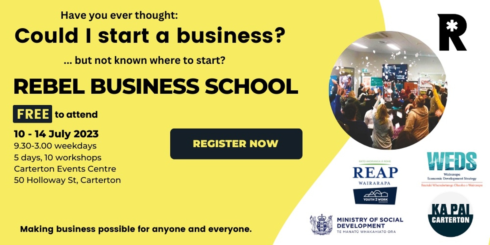 Banner image for Rebel Business School, Wairarapa Rangatahi 2023