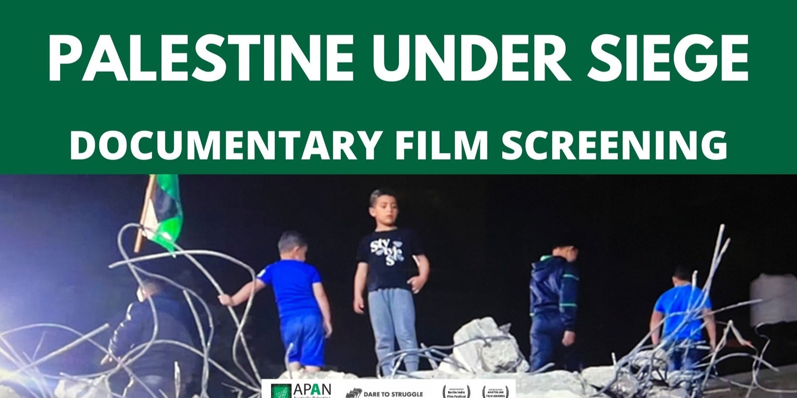 Banner image for "Palestine Under Siege" Documentary Film Night Raising Funds for APAN