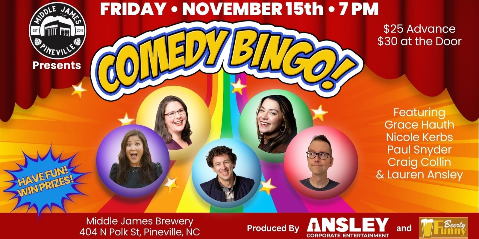 Banner image for Comedy Bingo at Middle James Brewery - with Beerly Funny