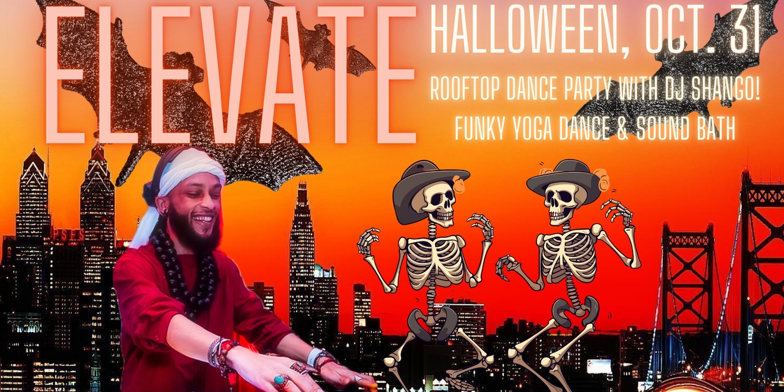 Banner image for ELEVATE #9: Halloween Rooftop Party! DJ Shango, Funky Yoga Dance & Sound Bath