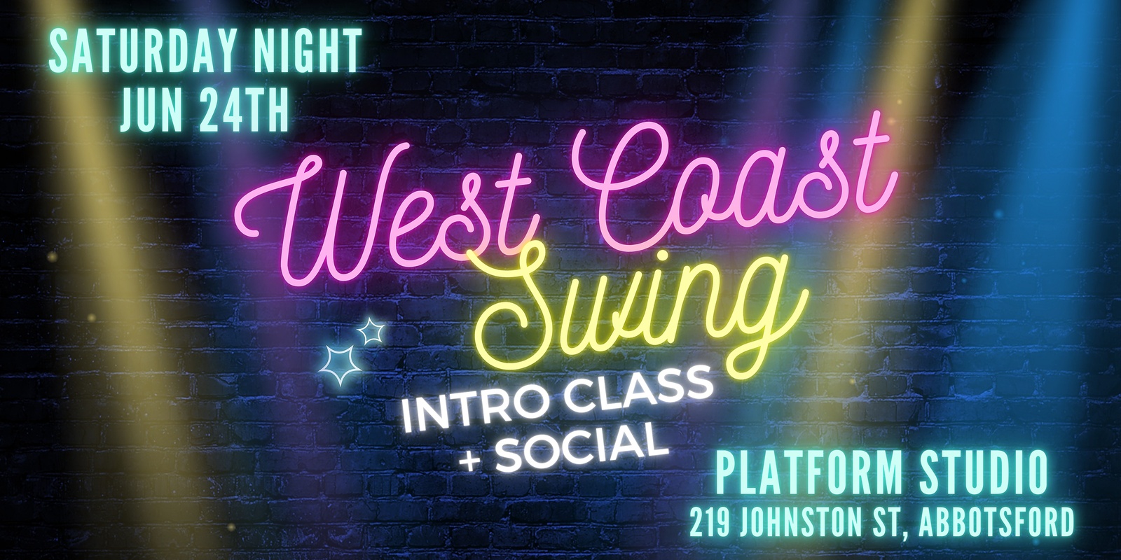 Banner image for Saturday Social + West Coast Swing Intro Class @ Platform Studio!