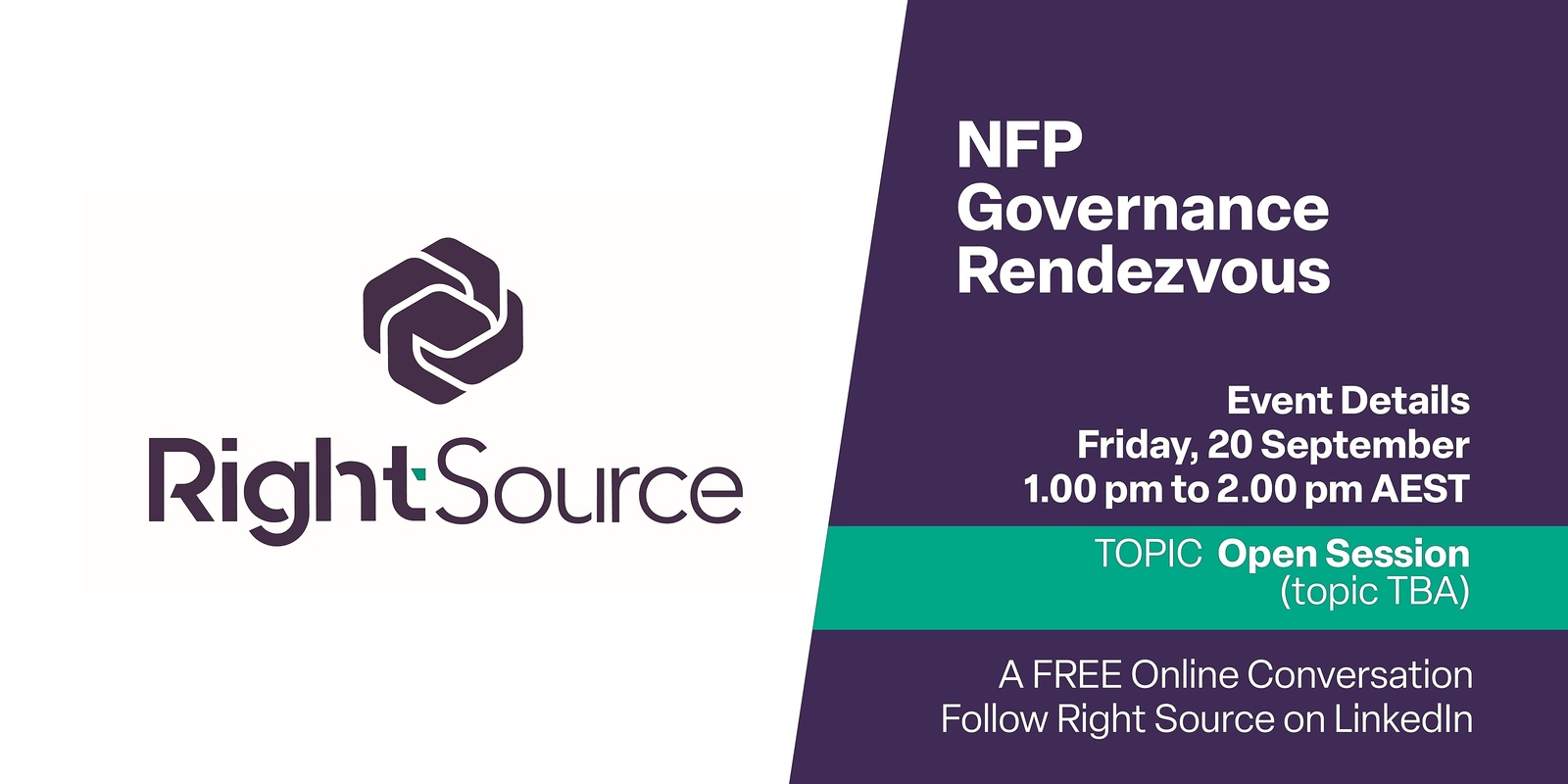 Banner image for NFP Governance Rendezvous September: Open Session (Topic TBA) 